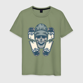 Мужская футболка хлопок с принтом Мёртвый скейтер в Тюмени, 100% хлопок | прямой крой, круглый вырез горловины, длина до линии бедер, слегка спущенное плечо. | 