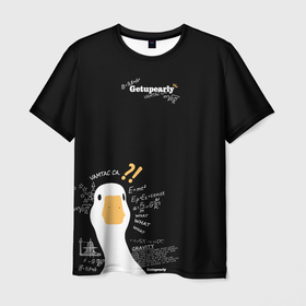 Мужская футболка 3D с принтом Гусь и физика , 100% полиэфир | прямой крой, круглый вырез горловины, длина до линии бедер | 