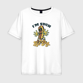 Мужская футболка хлопок Oversize с принтом Я хот дог в Тюмени, 100% хлопок | свободный крой, круглый ворот, “спинка” длиннее передней части | Тематика изображения на принте: 