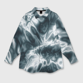 Мужская рубашка oversize 3D с принтом Абстракция шёлк серо бирюзовый в Новосибирске,  |  | Тематика изображения на принте: 