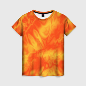 Женская футболка 3D с принтом Солнечный огонь абстракция в Белгороде, 100% полиэфир ( синтетическое хлопкоподобное полотно) | прямой крой, круглый вырез горловины, длина до линии бедер | 