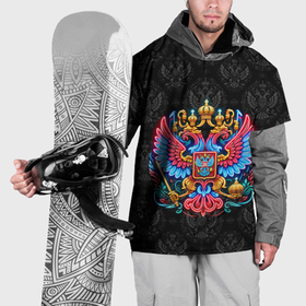 Накидка на куртку 3D с принтом Разноцветный герб России , 100% полиэстер |  | 
