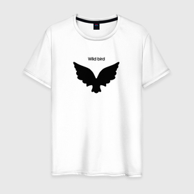 Мужская футболка хлопок с принтом Дикая птица силуэт в Белгороде, 100% хлопок | прямой крой, круглый вырез горловины, длина до линии бедер, слегка спущенное плечо. | 