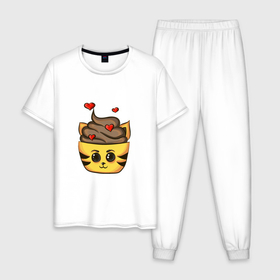 Мужская пижама хлопок с принтом Котенок кексик в Курске, 100% хлопок | брюки и футболка прямого кроя, без карманов, на брюках мягкая резинка на поясе и по низу штанин
 | 