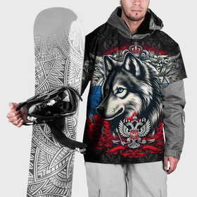 Накидка на куртку 3D с принтом Русский волк и герб   России в Тюмени, 100% полиэстер |  | Тематика изображения на принте: 