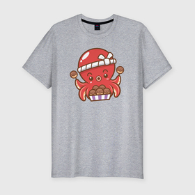 Мужская футболка хлопок Slim с принтом Octopus cook в Курске, 92% хлопок, 8% лайкра | приталенный силуэт, круглый вырез ворота, длина до линии бедра, короткий рукав | 