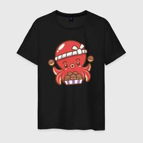 Мужская футболка хлопок с принтом Octopus cook в Тюмени, 100% хлопок | прямой крой, круглый вырез горловины, длина до линии бедер, слегка спущенное плечо. | 