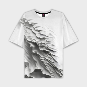 Мужская футболка oversize 3D с принтом Имитация оборванной бумаги или ткани на белом фоне в Тюмени,  |  | Тематика изображения на принте: 
