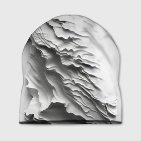 Шапка 3D с принтом Имитация оборванной бумаги или ткани на белом фоне в Екатеринбурге, 100% полиэстер | универсальный размер, печать по всей поверхности изделия | Тематика изображения на принте: 