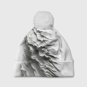 Шапка 3D c помпоном с принтом Имитация оборванной бумаги или ткани на белом фоне в Тюмени, 100% полиэстер | универсальный размер, печать по всей поверхности изделия | Тематика изображения на принте: 