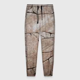 Мужские брюки 3D с принтом Текстура бежевый горный камень в Белгороде, 100% полиэстер | манжеты по низу, эластичный пояс регулируется шнурком, по бокам два кармана без застежек, внутренняя часть кармана из мелкой сетки | 