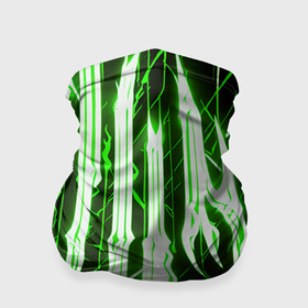 Бандана-труба 3D с принтом Зелёные неоновые полосы на чёрном фоне в Екатеринбурге, 100% полиэстер, ткань с особыми свойствами — Activecool | плотность 150‒180 г/м2; хорошо тянется, но сохраняет форму | 