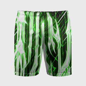 Мужские шорты спортивные с принтом Зелёные неоновые полосы на чёрном фоне в Белгороде,  |  | Тематика изображения на принте: 