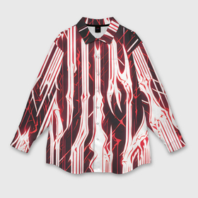 Мужская рубашка oversize 3D с принтом Красные неоновые полосы на чёрном фоне в Екатеринбурге,  |  | Тематика изображения на принте: 