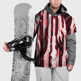 Накидка на куртку 3D с принтом Красные неоновые полосы на чёрном фоне в Екатеринбурге, 100% полиэстер |  | 