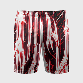 Мужские шорты спортивные с принтом Красные неоновые полосы на чёрном фоне в Белгороде,  |  | Тематика изображения на принте: 