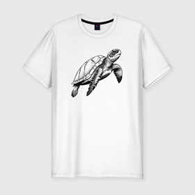 Мужская футболка хлопок Slim с принтом Морская  черепаха в Кировске, 92% хлопок, 8% лайкра | приталенный силуэт, круглый вырез ворота, длина до линии бедра, короткий рукав | 