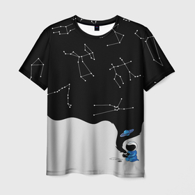 Мужская футболка 3D с принтом Космический космонавтик в Белгороде, 100% полиэфир | прямой крой, круглый вырез горловины, длина до линии бедер | 