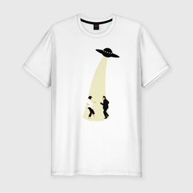 Мужская футболка хлопок Slim с принтом Криминальное чтиво танец НЛО в Кировске, 92% хлопок, 8% лайкра | приталенный силуэт, круглый вырез ворота, длина до линии бедра, короткий рукав | 