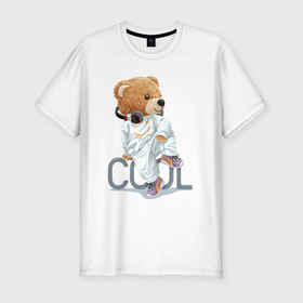 Мужская футболка хлопок Slim с принтом Плюшевый медвежонок cool в Екатеринбурге, 92% хлопок, 8% лайкра | приталенный силуэт, круглый вырез ворота, длина до линии бедра, короткий рукав | 