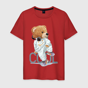 Мужская футболка хлопок с принтом Плюшевый медвежонок cool в Белгороде, 100% хлопок | прямой крой, круглый вырез горловины, длина до линии бедер, слегка спущенное плечо. | 