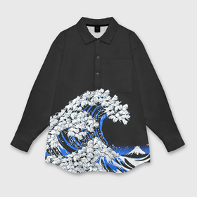 Мужская рубашка oversize 3D с принтом Kanagawa cat wave в Кировске,  |  | 