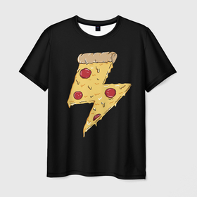 Мужская футболка 3D с принтом Pizza   power в Курске, 100% полиэфир | прямой крой, круглый вырез горловины, длина до линии бедер | 