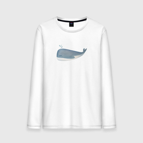 Мужской лонгслив хлопок с принтом Акварельный милый кит в пастельных тонах в Кировске, 100% хлопок |  | Тематика изображения на принте: 