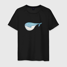 Мужская футболка хлопок с принтом Морской обитатель кит в Курске, 100% хлопок | прямой крой, круглый вырез горловины, длина до линии бедер, слегка спущенное плечо. | Тематика изображения на принте: 