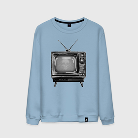 Мужской свитшот хлопок с принтом Старый телевизор черно белый шум и череп в Тюмени, 100% хлопок |  | 