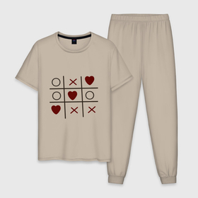 Мужская пижама хлопок с принтом Крестики нолики сердечки в Новосибирске, 100% хлопок | брюки и футболка прямого кроя, без карманов, на брюках мягкая резинка на поясе и по низу штанин
 | 