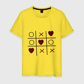 Мужская футболка хлопок с принтом Крестики нолики сердечки в Курске, 100% хлопок | прямой крой, круглый вырез горловины, длина до линии бедер, слегка спущенное плечо. | 