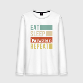 Мужской лонгслив хлопок с принтом Eat sleep Palworld rpeat , 100% хлопок |  | Тематика изображения на принте: 