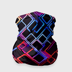 Бандана-труба 3D с принтом Красно синие квадраты на чёрном фоне в Кировске, 100% полиэстер, ткань с особыми свойствами — Activecool | плотность 150‒180 г/м2; хорошо тянется, но сохраняет форму | 