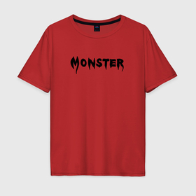 Мужская футболка хлопок Oversize с принтом Monster black в Тюмени, 100% хлопок | свободный крой, круглый ворот, “спинка” длиннее передней части | 