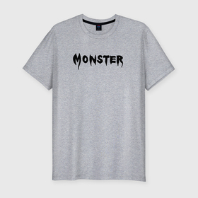 Мужская футболка хлопок Slim с принтом Monster black в Кировске, 92% хлопок, 8% лайкра | приталенный силуэт, круглый вырез ворота, длина до линии бедра, короткий рукав | 