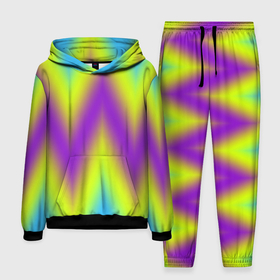 Мужской костюм с толстовкой 3D с принтом Неоновый зигзаг в Ухте,  |  | Тематика изображения на принте: 