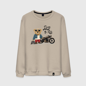 Мужской свитшот хлопок с принтом Плюшевый медвежонок с мотоциклом , 100% хлопок |  | 