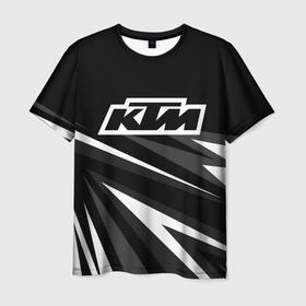 Мужская футболка 3D с принтом KTM   black sport , 100% полиэфир | прямой крой, круглый вырез горловины, длина до линии бедер | 