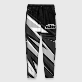 Мужские брюки 3D с принтом KTM   серая униформа в Тюмени, 100% полиэстер | манжеты по низу, эластичный пояс регулируется шнурком, по бокам два кармана без застежек, внутренняя часть кармана из мелкой сетки | 