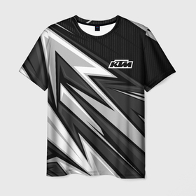 Мужская футболка 3D с принтом KTM   серая униформа , 100% полиэфир | прямой крой, круглый вырез горловины, длина до линии бедер | 