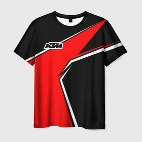 Мужская футболка 3D с принтом KTM   red uniform , 100% полиэфир | прямой крой, круглый вырез горловины, длина до линии бедер | 