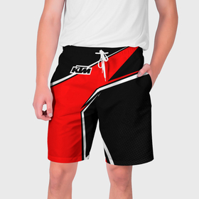Мужские шорты 3D с принтом KTM   red uniform в Кировске,  полиэстер 100% | прямой крой, два кармана без застежек по бокам. Мягкая трикотажная резинка на поясе, внутри которой широкие завязки. Длина чуть выше колен | Тематика изображения на принте: 