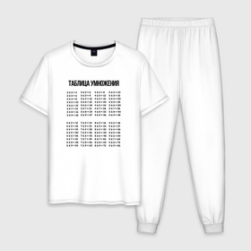 Мужская пижама хлопок с принтом Таблица умножения напоминалка в Тюмени, 100% хлопок | брюки и футболка прямого кроя, без карманов, на брюках мягкая резинка на поясе и по низу штанин
 | 