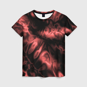 Женская футболка 3D с принтом Абстракция шёлк коралловый в Петрозаводске, 100% полиэфир ( синтетическое хлопкоподобное полотно) | прямой крой, круглый вырез горловины, длина до линии бедер | 
