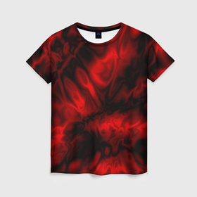 Женская футболка 3D с принтом Абстракция красный шёлк в Белгороде, 100% полиэфир ( синтетическое хлопкоподобное полотно) | прямой крой, круглый вырез горловины, длина до линии бедер | 