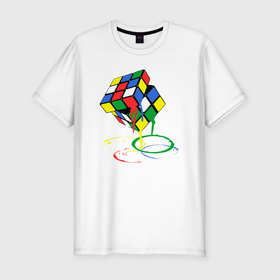 Мужская футболка хлопок Slim с принтом Rubik cube в Кировске, 92% хлопок, 8% лайкра | приталенный силуэт, круглый вырез ворота, длина до линии бедра, короткий рукав | 