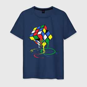 Мужская футболка хлопок с принтом Rubik cube в Кировске, 100% хлопок | прямой крой, круглый вырез горловины, длина до линии бедер, слегка спущенное плечо. | 