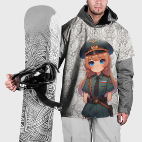 Накидка на куртку 3D с принтом Аниме русская  девушка , 100% полиэстер |  | Тематика изображения на принте: 