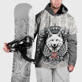 Накидка на куртку 3D с принтом Волк белый герб России , 100% полиэстер |  | 
